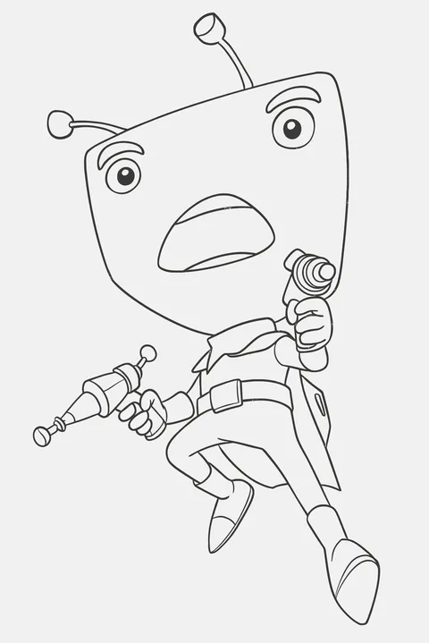 Gambar Mewarnai Adu Du Memegang Pistol