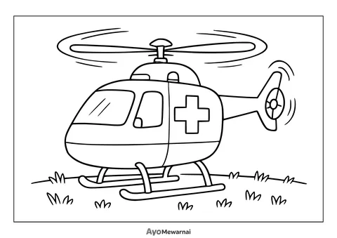 Gambar Mewarnai Ambulan Helikopter