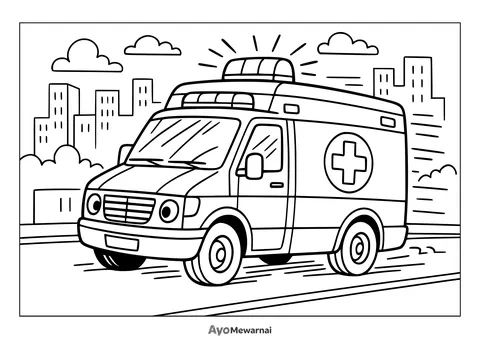 Gambar Mewarnai Ambulan Menuju Rumah Sakit