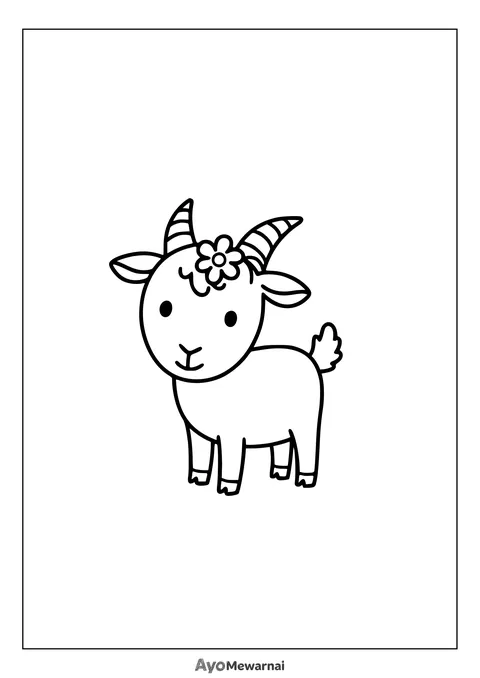 Gambar Mewarnai Anak Kambing Yang Lucu