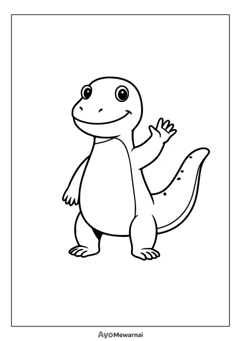 Gambar Mewarnai Anak Komodo Ceria