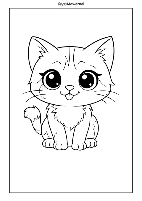 Gambar Mewarnai Anak Kucing Berbulu Halus