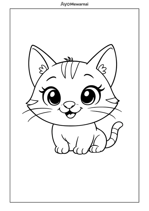 Gambar Mewarnai Anak Kucing yang Riang