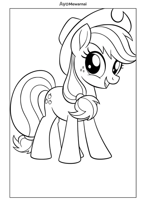 Gambar Mewarnai Applejack si Poni Koboi
