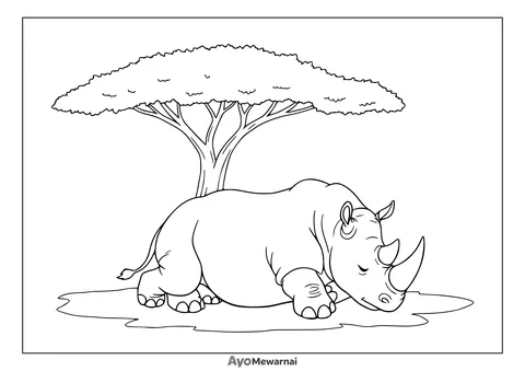 Gambar Mewarnai Badak Tidur Siang
