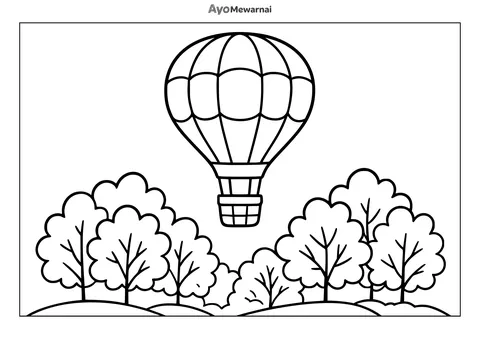 Gambar Mewarnai Balon Udara di Musim Gugur