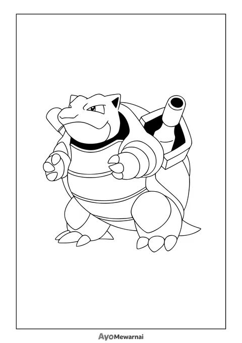Gambar Mewarnai Blastoise Evolusi Akhir Squirtle