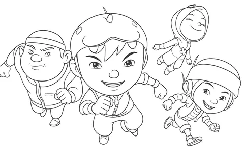 Gambar Mewarnai Boboiboy dan Teman Teman