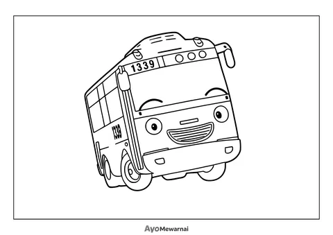 Gambar Mewarnai Bus Gani yang Ceria
