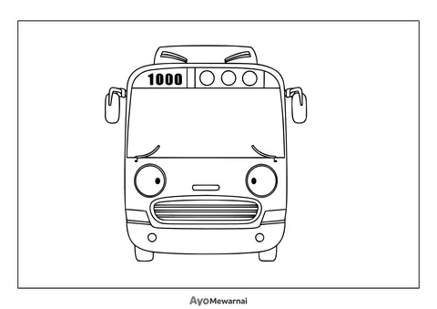 Gambar Mewarnai Bus Rogi sedang Panik