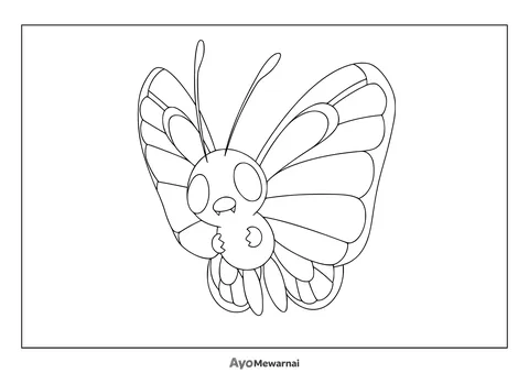 Gambar Mewarnai Butterfree si Pokémon Kupu-kupu