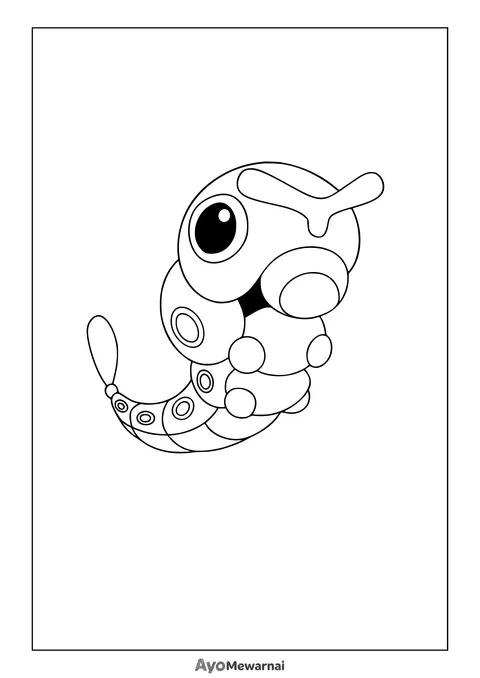 Gambar Mewarnai Caterpie Pokémon Ulat