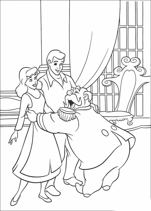 Gambar Mewarnai Cinderella Pangeran dan Raja