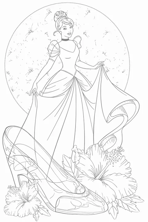 Gambar Mewarnai Cinderella Sangat Cantik