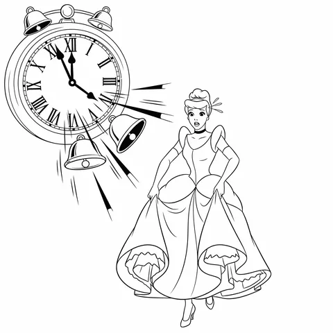 Gambar Mewarnai Cinderella Waktu Habis