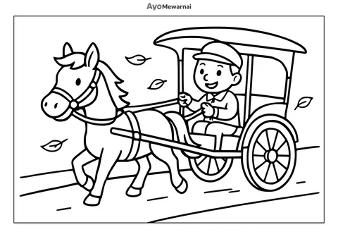 Gambar Mewarnai Delman dan Angin Sejuk