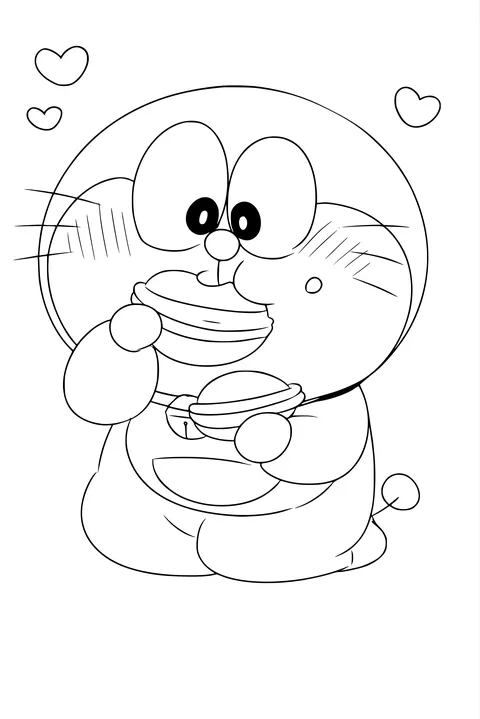 Gambar Mewarnai Doraemon Suka Dorayaki