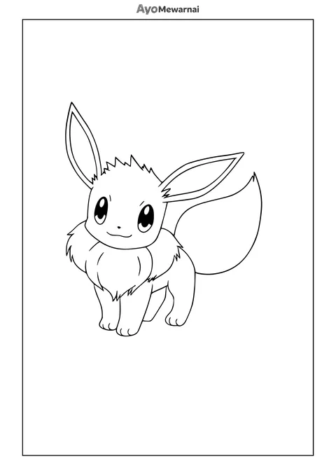 Gambar Mewarnai Eevee, Sang Pokémon Lucu