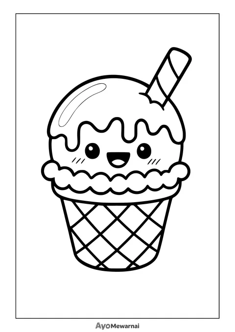 Gambar Mewarnai Es krim Ceria