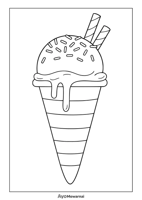 Gambar Mewarnai Es Krim Cone Cokelat