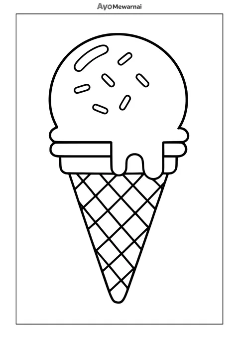 Gambar Mewarnai Es Krim Cone Meleleh