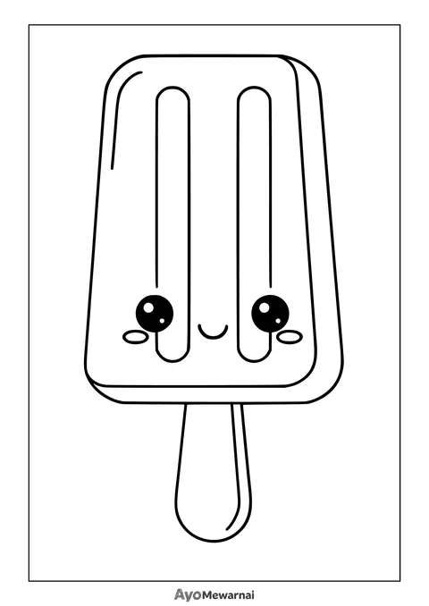 Gambar Mewarnai Es Krim Stik Kawaii