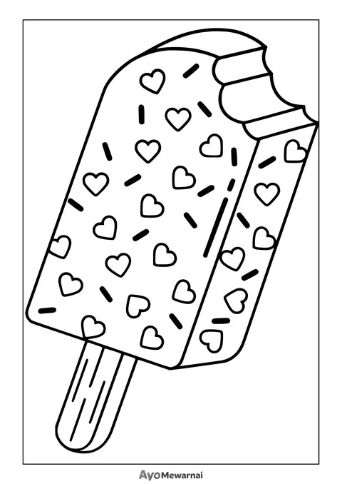 Gambar Mewarnai Es Krim Stik Penuh Cinta