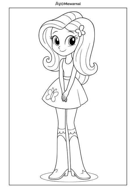Gambar Mewarnai Fluttershy Versi Equestria Girls
