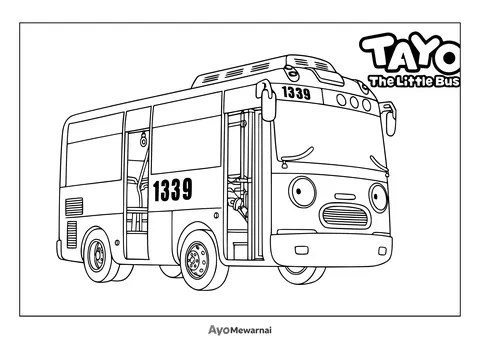 Gambar Mewarnai Gani Si Bus Merah