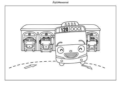 Gambar Mewarnai Garasi Bus Kota