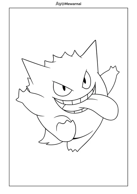 Gambar Mewarnai Gengar, Si Pokemon Tipe Hantu Racun
