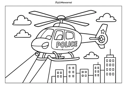 Gambar Mewarnai Helikopter Patroli Udara