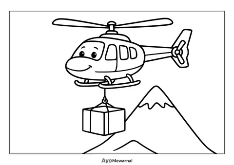 Gambar Mewarnai Helikopter Pengangkut Barang