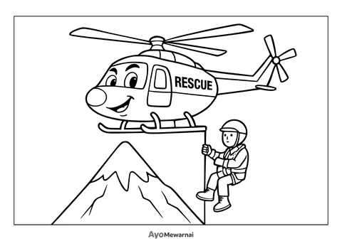 Gambar Mewarnai Helikopter Penyelamat