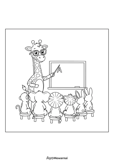 Gambar Mewarnai Jerapah di Ruang Kelas