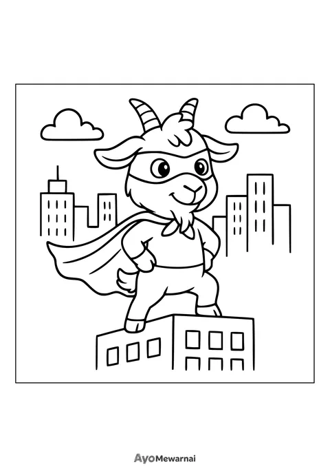 Gambar Mewarnai Kambing Pahlawan Super
