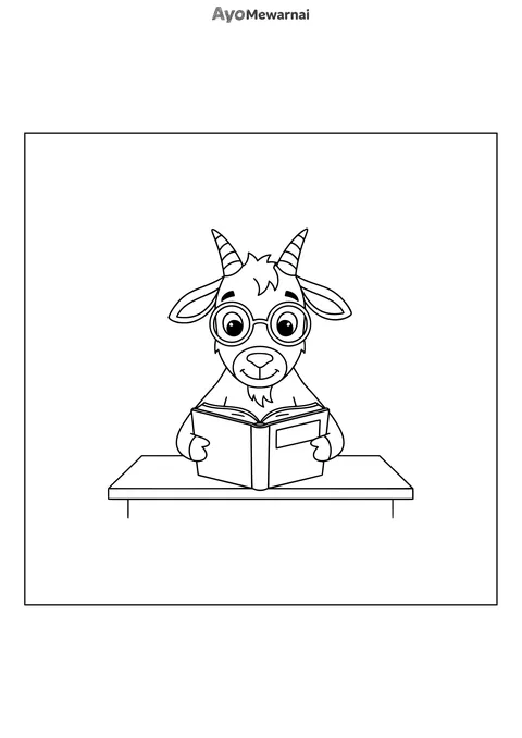 Gambar Mewarnai Kambing Pustakawan