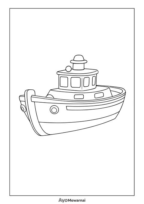 Gambar Mewarnai Kapal Tugboat Kecil