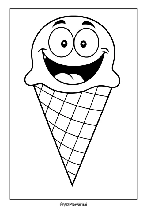 Gambar Mewarnai Karakter Es Krim Ceria