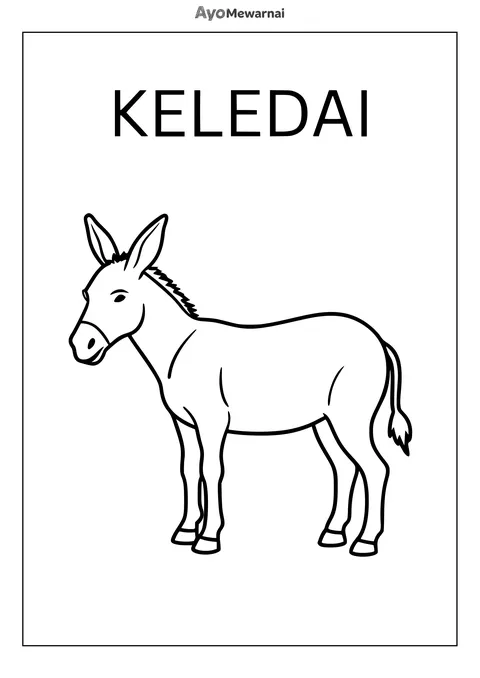 Gambar Mewarnai Keledai Berdiri