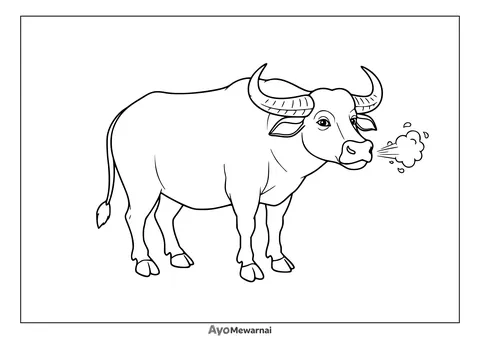 Gambar Mewarnai Kerbau Menghela Napas