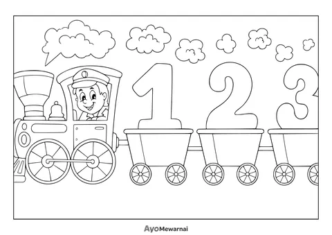 Gambar Mewarnai Kereta Api Angka