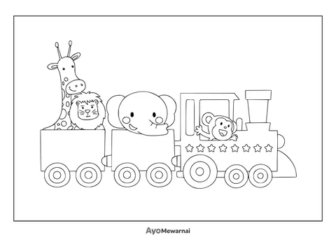 Gambar Mewarnai Kereta Api Binatang