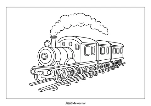 Gambar Mewarnai Kereta Api Uap Klasik