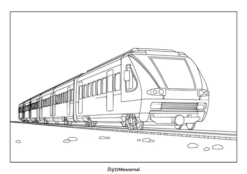 Gambar Mewarnai Kereta Komuter Modern Melaju