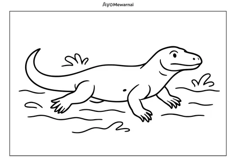 Gambar Mewarnai Komodo Berjalan