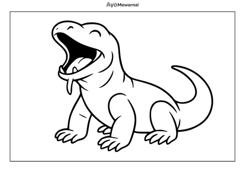 Gambar Mewarnai Komodo Membuka Mulut