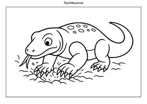 Gambar Mewarnai Komodo Menggali
