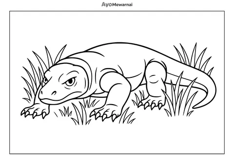 Gambar Mewarnai Komodo Mengintai Mangsa