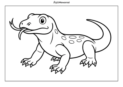Gambar Mewarnai Komodo Menjulurkan Lidah